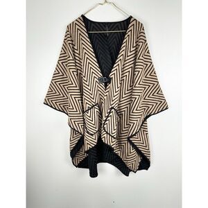 IC Connie K Cape Jacket Art To Wear Chevron Stripe Buckle Cardigan XL